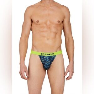 Papi Lime Glitch Print Jockstrap